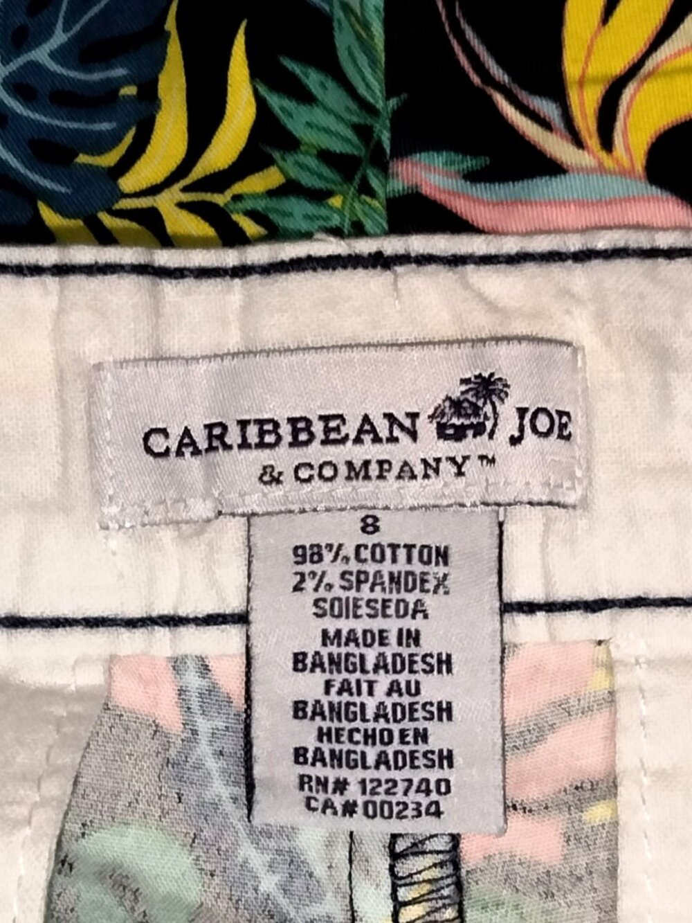 Caribbean Joe Size 8 Shorts 5" Inseam Tropical Print Stretch Comfortable Stylish - Picture 6 of 7